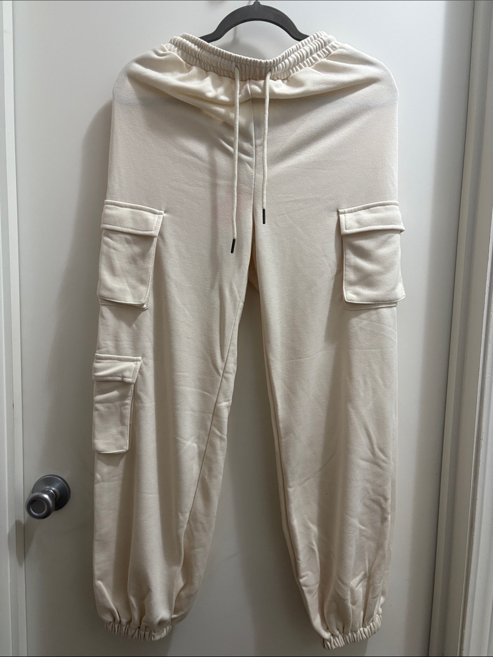 Cider Cream Cargo Joggers with Drawstring Waist